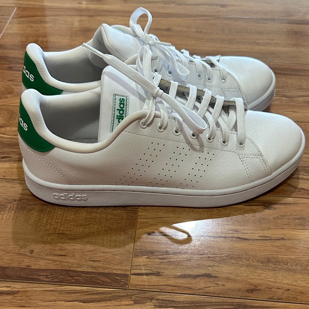 NWOT Adidas Classic White and Green Shoes
